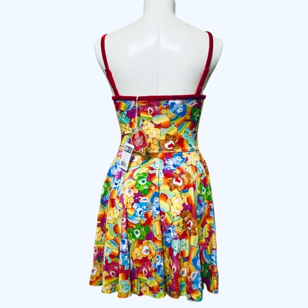 IRON FIST Care Bears Lotsa Rainbows red velvet strap microfleece dress - Picture 4 of 12